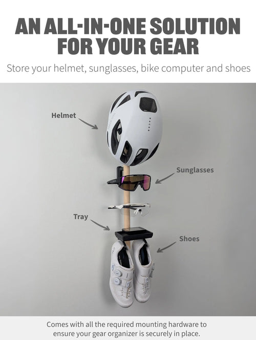 Vertical Bike Wall Storage | Cycling Gear Organizer | Bike Helmet Holder | Wall-Mounted Bike Accessories Roadmode