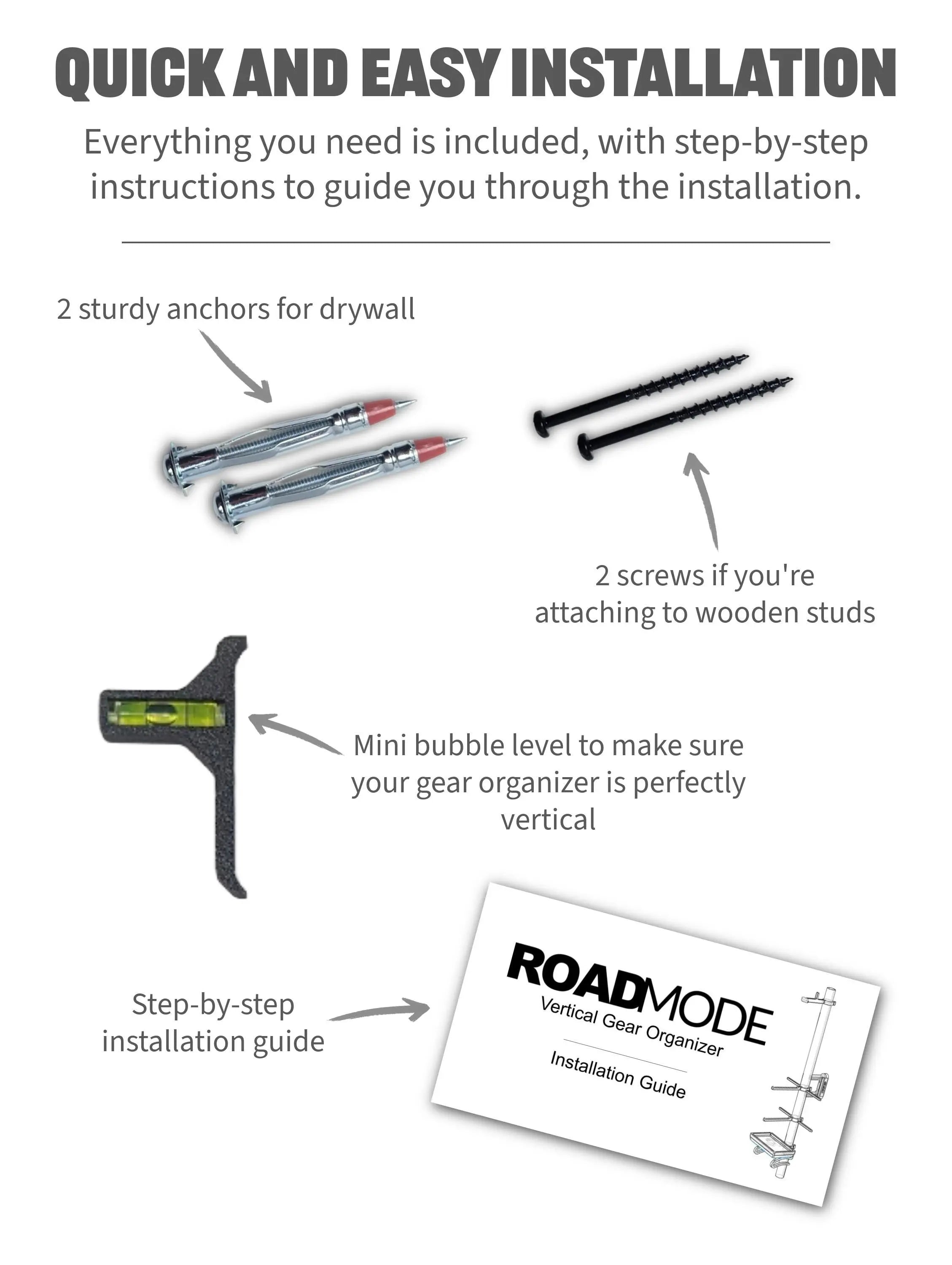 Vertical Bike Wall Storage | Cycling Gear Organizer | Bike Helmet Holder | Wall-Mounted Bike Accessories Roadmode